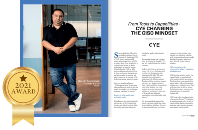 CYE named one of 10 best enterprise cybersecurity solution providers 2021
